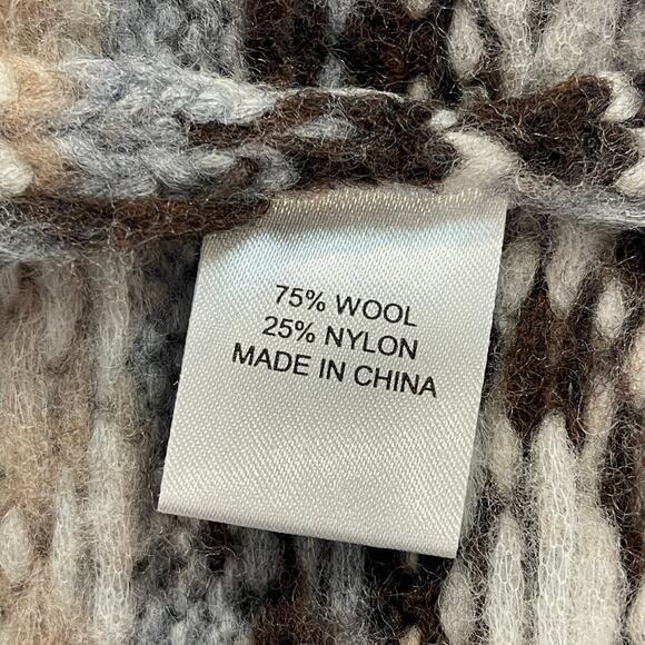 Tuckernuck Brown and Grey Fair Isle Loch Mock Neck Sweater Size Med. WORN ONCE - Picture 5 of 6